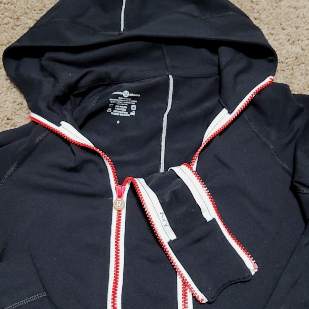 Size adjustable-Lululemon black Hoodie Jacket w/ Double Front Zippers - Picture 8 of 9